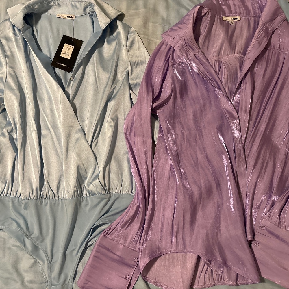 Fashion Nova button down silk top